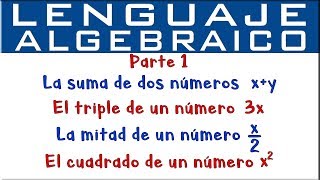 Lenguaje algebraico  Parte 1 [upl. by Perreault106]