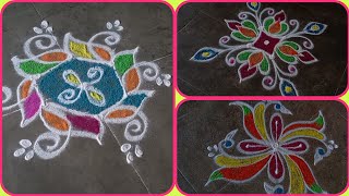 3 cute rangoli designs begginer kolam designs Mungitlo muggulu [upl. by Vinn685]