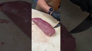 The Silver Fox Butcher Trims Beef Eye Round Jerky Masterclass butcher [upl. by Anolla]