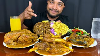 EATING SPICY MUTTON BOTI CURRY MUTTON CURRY FULL CHICKEN CURRY FISH CURRY AND MUTTON FAT CURRY [upl. by Serolod898]