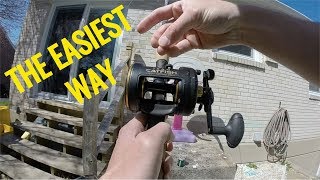 The EASIEST way to put FISHING LINE on a BAITCASTER REEL [upl. by Janos]