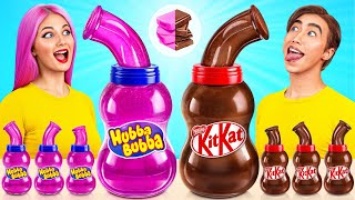 Bubble Gum vs Chocolate Food Challenge  Funny Moments by Multi DO Challenge [upl. by Erimahs64]