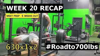 630x1x2 Bench Press Road to 700 Bench  Week 20 Recap Meet Prep [upl. by Yeffej541]