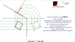 Cubo o hexaedro apoyado sobre un plano proyectante [upl. by Emelita]