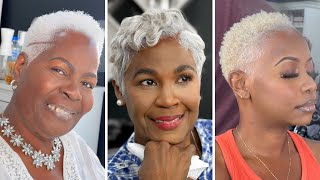 25 Most Trendiest Platinum Short Natural Hairstyles and Haircuts for African American Women Over 50 [upl. by Aleunamme695]