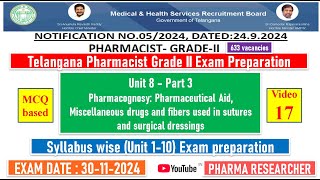 Telangana Pharmacist GradeII exam Preparation II Unit 8  part 3 II Unit 110 exam preparation [upl. by Dekeles]