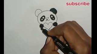 how to draw cute panda ✅🐼 simple drawing ✅💯drawing panda [upl. by Auhoj]