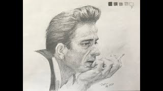 Free Online Drawing Tutorial with Daphne Cote Drawing Hair and Ears Johnny Cash [upl. by Atileda859]