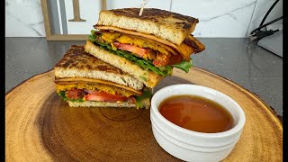 “Live” French Toast Bacon Egg BLT Sandwich  Vegan sandwich eggs vegan [upl. by Inoliel]