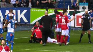 Jupiler pro League  2011 Hard injury of Carcela [upl. by Ahsiakal]