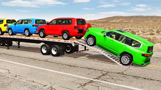 Flatbed Truck Mcqueen  Transportation with Truck  Pothole vs Car 194  BeamNGDrive [upl. by Laertnom]