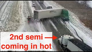 I35 pileup caught on camera multiple semis involved [upl. by Minoru]