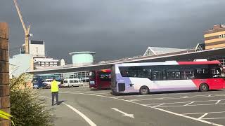 Bus Spotting at Swansea City Bus Station First Wright Streetlite DF amp ADL Enviro 200 Dart [upl. by Enetsuj]