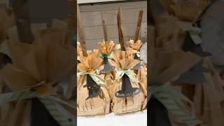 WITCH’S BROOM TREAT BAGS halloweentreats diycrafts [upl. by Eirod]