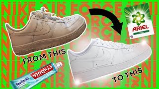 HOW TO CLEAN AIR FORCE 1s USING HOUSEHOLD ITEMS [upl. by Thomas]