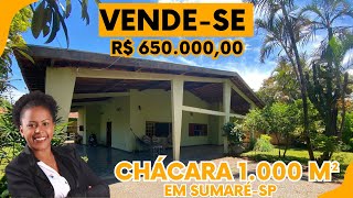 CHÁCARA MARAVILHOSA COM 1000 M² NA CIDADE DE SUMARÉ VALOR R 65000000 imoveisavenda sitio [upl. by Aenej646]