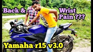 Seat height adjust  Back amp Wrist pain Important points discussed  Yamaha r15 v30 [upl. by Itnuahsa733]