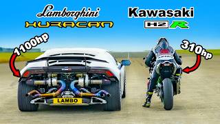 Lamborghini Huracan Turbo vs Kawasaki H2R DRAG RACE [upl. by Naibaf]