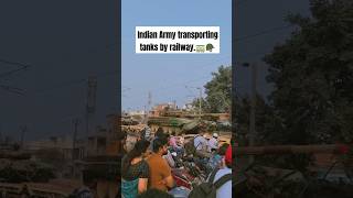 Indian Army transporting tanks by railway 🚃🪖🇮🇳 indianarmy tanks indianrailways [upl. by Ahsap]