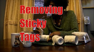 Removing Sticky Price Tags from Glass Porcelain and Hard Plastic Wares [upl. by Tiernan]