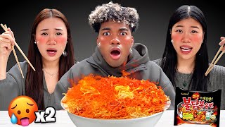 Spicy Noodle Challenge With My Sister MUKBANG [upl. by Esinal672]