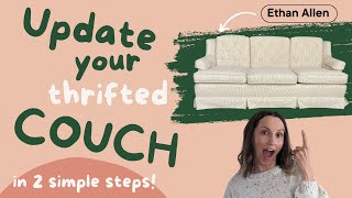 COUCH MAKEOVER How to UPDATE an old couch with a few EASY TOOLS [upl. by Meeharb142]