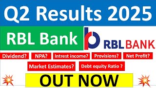 RBL BANK Q2 results 2025  RBL BANK results today  RBL BANK Share News  RBL BANK Share latest news [upl. by Ikkaj]