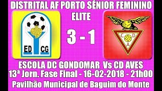 Distrital Feminino AF Porto  Elite  13ª Jorn quotEDC Gondomar Vs CD Avesquot 201819 [upl. by Ahsenot]