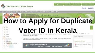 How to Apply Duplicate Voter Card in Kerala state [upl. by Yrollam191]