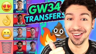 FPL GW34 BEST DOUBLE GW PLAYERS  Transfer Tier List for Gameweek 34  Fantasy Premier League [upl. by Lebana]