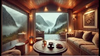 Romantic Jazz in the Rain Cabin with Mountain Views 🌧️🎷☕ [upl. by Mehalick]