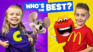 Little Flash and Ava Vote Chuck E Cheese vs McDonalds Battle [upl. by Carbone]