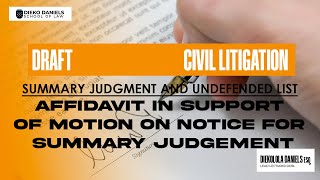 DRAFT  AFFIDAVIT IN SUPPORT OF MOTION FOR SUMMARY JUDGEMENT  CIVIL LITIGATION NIGERIAN LAW SCHOOL [upl. by Reiche]