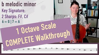 b melodic minor 1 Octave Scale WITH instructions [upl. by Pudens]