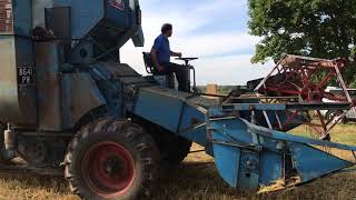 Two old combines cutting barley 2018 harvest [upl. by Carole]