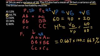 Broad Sense Heritability Practice Problem [upl. by Crelin798]