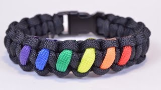 Make a Rainbow Colored Paracord Survival Bracelet with Buckle  BoredParacord [upl. by Jedd443]