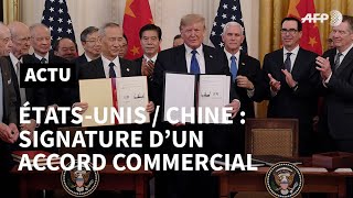 Signature de laccord commercial entre les EtatsUnis et la Chine  AFP Images [upl. by Vincents]