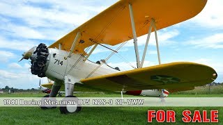 BOEING B75 STEARMAN NS23 SPYWW FOR SALE [upl. by Lonni]