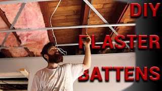 How to batten ceilings on your own with basic tools  NO LASER NEEDED  Step by step tutorial 4K [upl. by Aisatan]