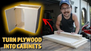 How to BUILD CABINETS Fast and Easy  Frameless Plywood Cabinets [upl. by Annek]