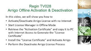 Regin TV028 Arrigo Offline Activation and Deactivation [upl. by Lejeune]