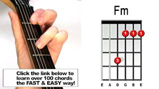 How to play Fm Guitar Chord  Beginners Acoustic Electric Lesson [upl. by Sikko]