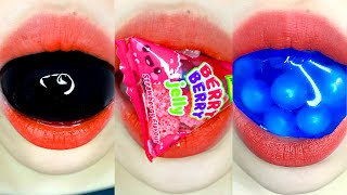 asmr POPPING BOBA WATER HONEY BUTTER AMONDE CHOCOLATE KYOHO JELLY PUDDING FRUIT GUMMY eating sounds [upl. by Euqinot]