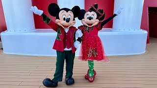 We Meet Mickey and Minnie on Disney Dream Very Merrytime Cruise NEW Costumes Media Access [upl. by Asiluj]