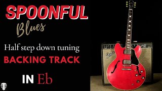 Spoonful Blues backing track in Eb  Half step down guitar tuning [upl. by Aimas]