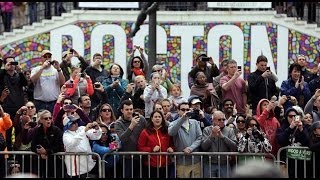 Cheering crowds at 2014 Boston Marathon finish line [upl. by Boak]