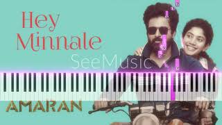 Amaran  Hey minnale  Piano notes  Sivakarthikeyan  Saipallavi  Gv prakash amaran heyminnale [upl. by Sokim]