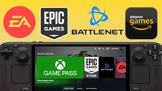 Steam Deck Non Steam Launcher Xbox Game Pass  EPIC Games  Battle Net  EA  Amazon Games [upl. by Oidale]