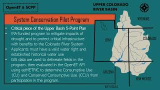 OpenET for Ag Consumptive Use amp Water Conservation  Sara Larsen Upper Colorado River Commission [upl. by Ellives]